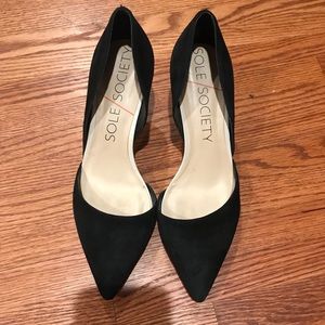 Black Suede Sole Society Heels